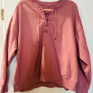 Old Navy Women's Lace-Up Pink Sweatshirt